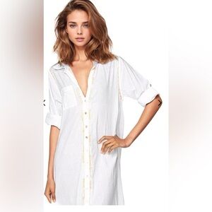 Subtle Luxury Maxi Boyfriend Dress with Lurex Ombre Embroidery – Size L/XL